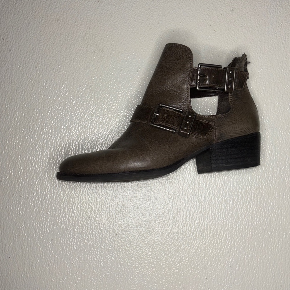 The Sak Leather Rosie Ankle Boots / Cut Out Booties - ‘Mineral’ Gray Brown Taupe